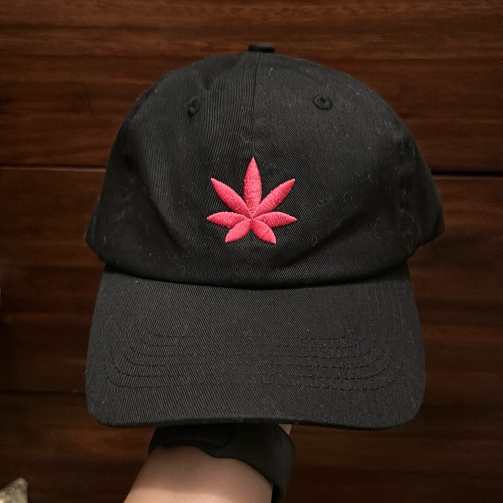 NWOT “Amuse.com” weed leaf black dad hat
